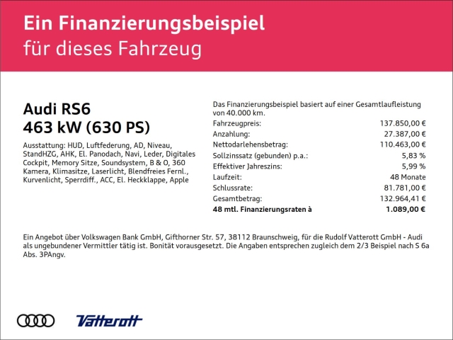 Audi - RS6 Avant performance Pano B&O Standhzg. AHK_2